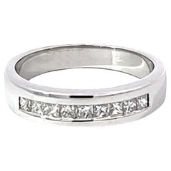 Princess Cut Diamond Band Ring Solid White Gold