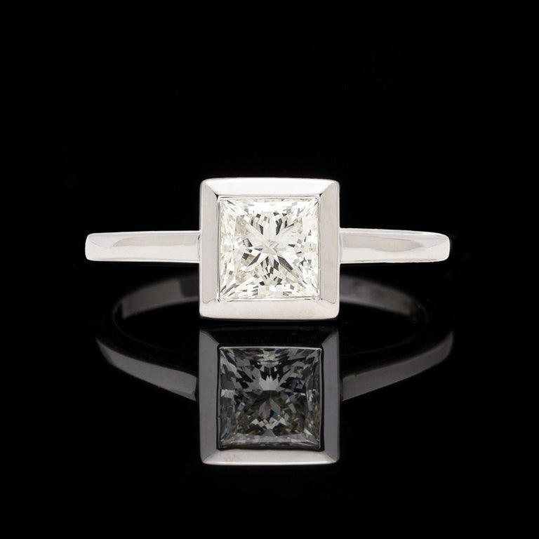 Princess Cut Princess-Cut Diamond Bezel Set Engagement Ring