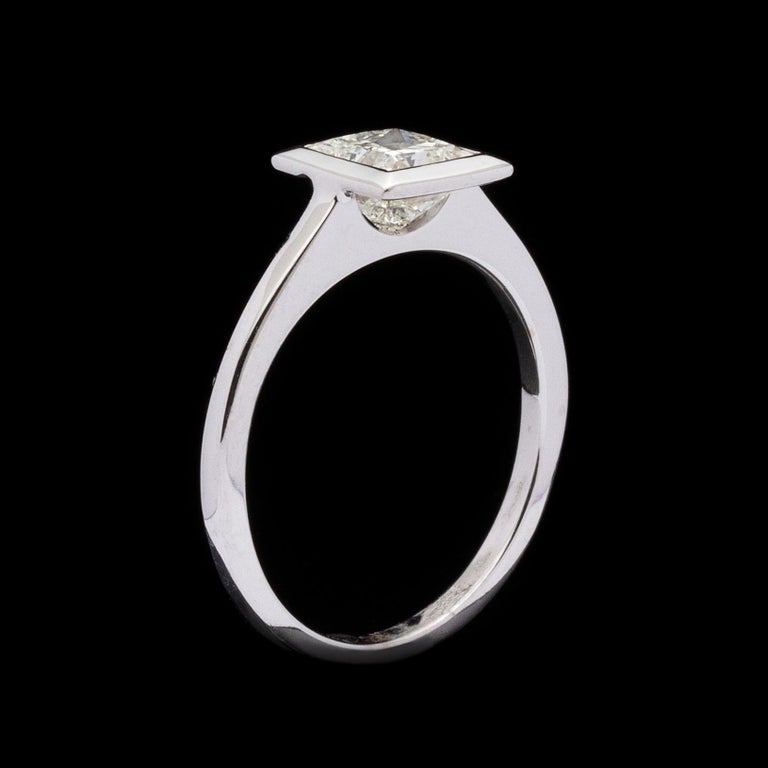 Women's Princess-Cut Diamond Bezel Set Engagement Ring