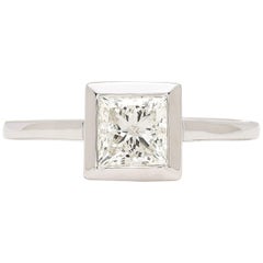 Princess-Cut Diamond Bezel Set Engagement Ring