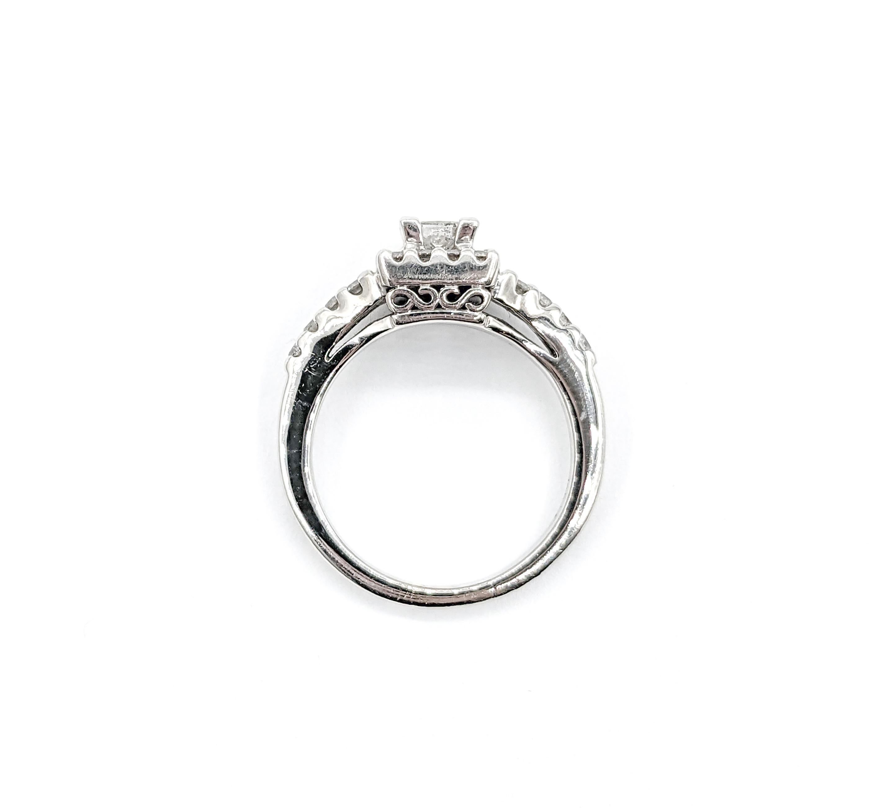 Princess Cut Diamond Bridal Ring in White Gold  For Sale 1