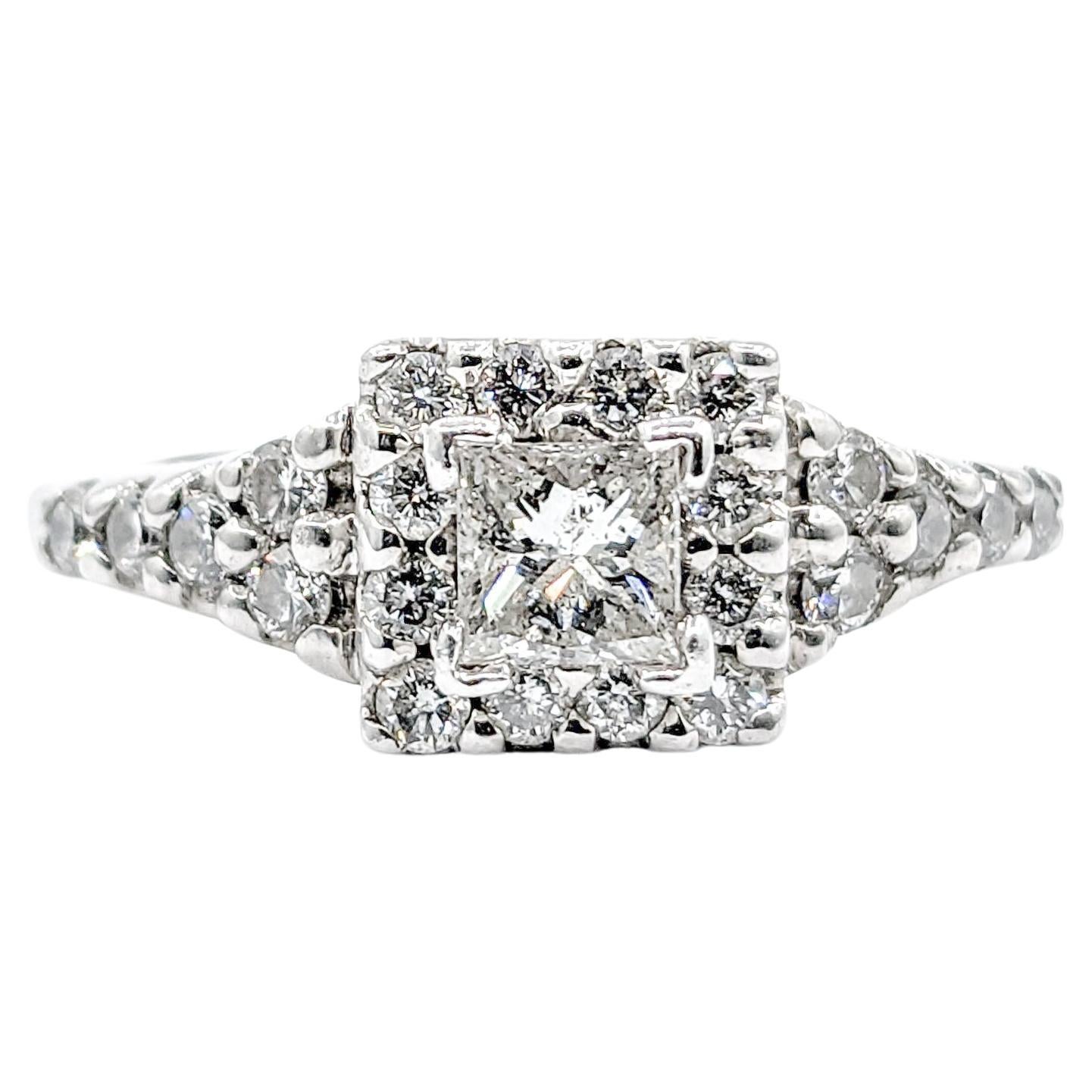 Princess Cut Diamond Bridal Ring in White Gold  For Sale