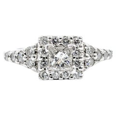 Vintage Princess Cut Diamond Bridal Ring in White Gold 