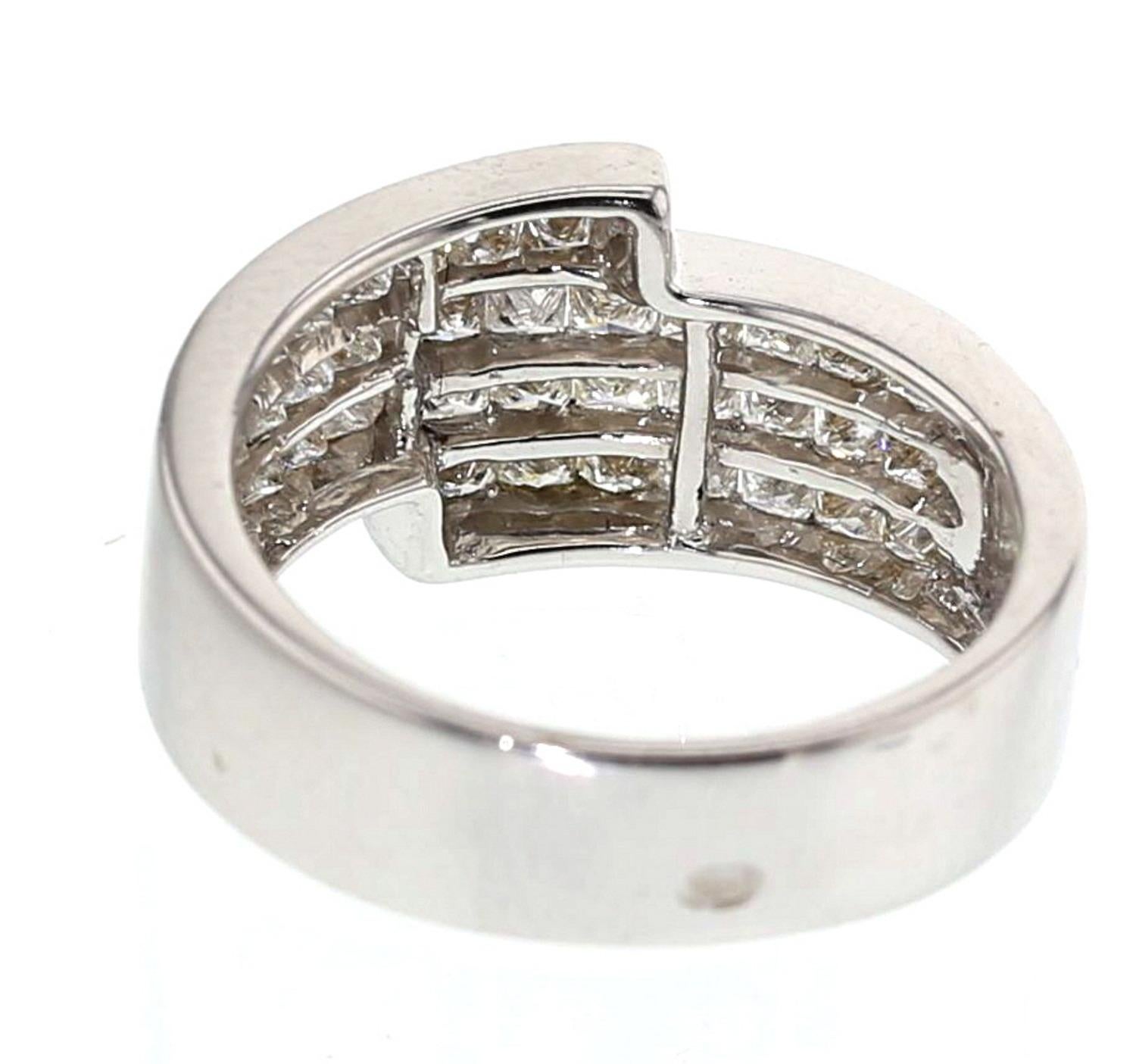 Mixed Cut Princess Cut Diamond Bypaas Ring Made in 18k Gold For Sale
