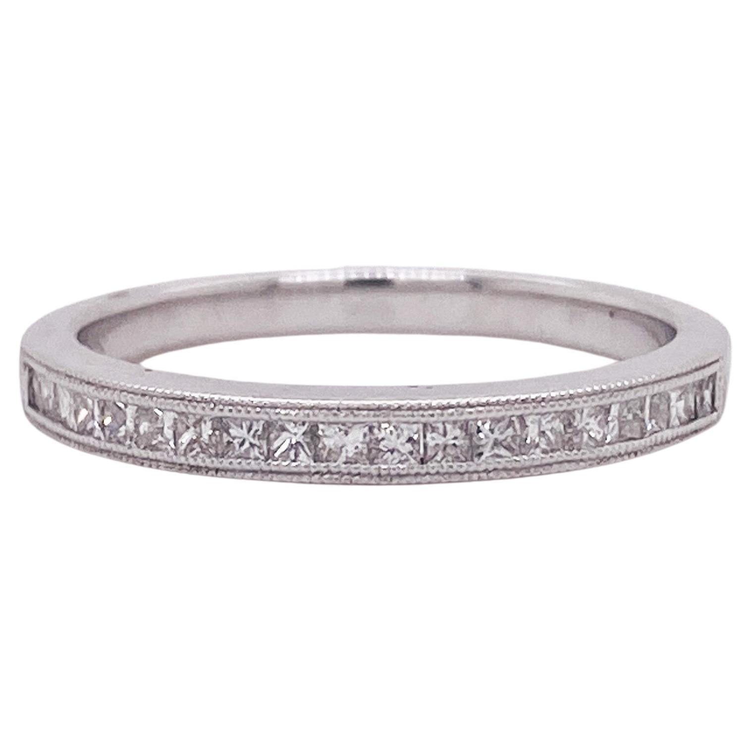 For Sale:  Princess Cut Diamond Channel Band in 14k White Gold .17ct Square Diamond, Ring