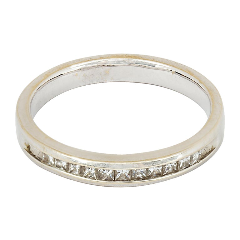 Princess Channel Set Rings Princess Cut Diamond Channel Set Ring 14K White Gold For Sale at 1stDibs