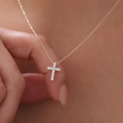 Princess Cut Diamond Cross Necklace