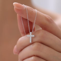 Princess Cut Diamond Cross Necklace