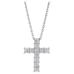 Collana con croce di diamanti taglio Princess