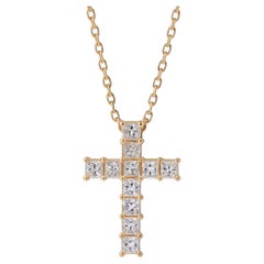 Collana con croce di diamanti taglio Princess
