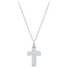 Princess Cut Diamond Cross Pendant 1.07cttw 14k White Gold