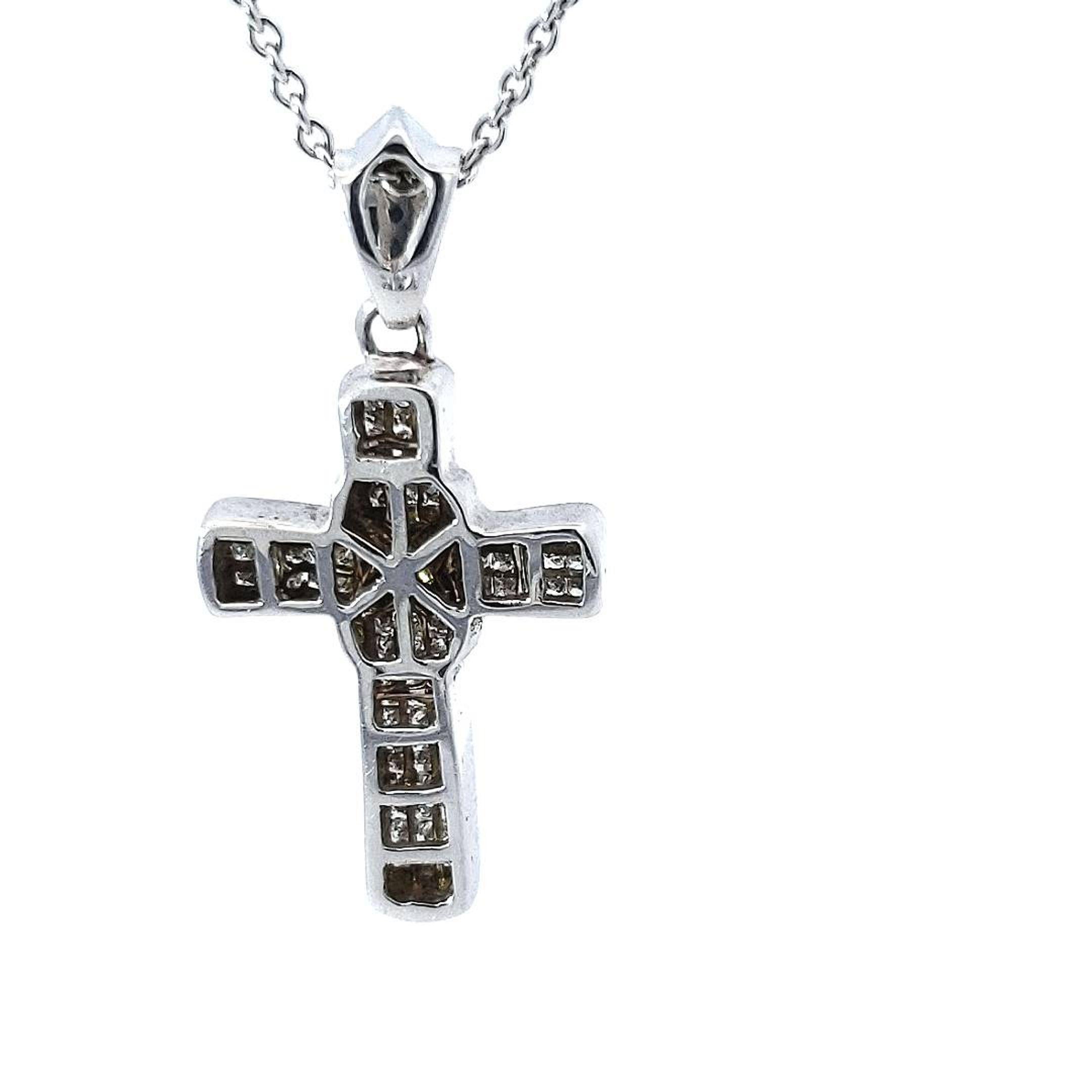 Modern Princess-cut Diamond Cross Pendant For Sale