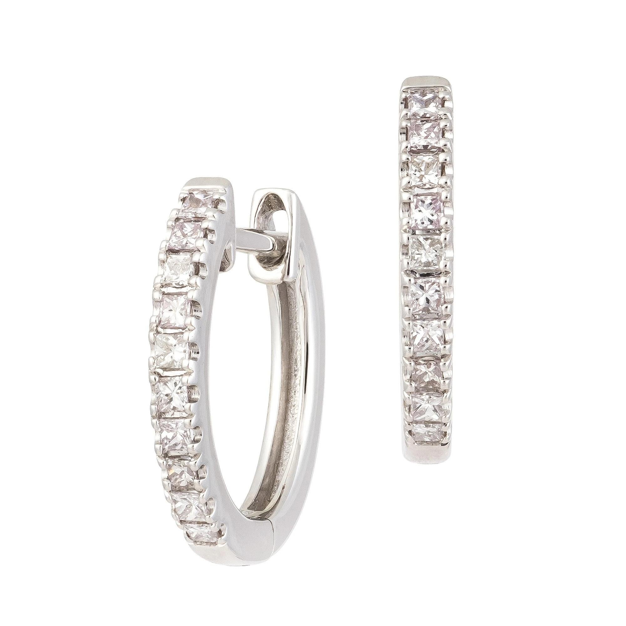 Priness Cut Diamond EARRING 18K White 0.33 Cts/20 Pcs