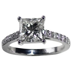 Princess Cut Diamond Engagement Ring, 1.4 + Carat TW, 18 Karat White Gold