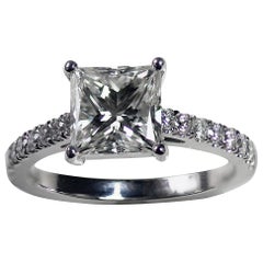 Princess Cut Diamond Engagement Ring, 1.4 + Carat TW, 18 Karat White Gold