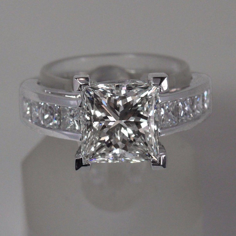 Princess Cut Diamond Engagement Ring 3.00 + Carat TW, 18 ...
