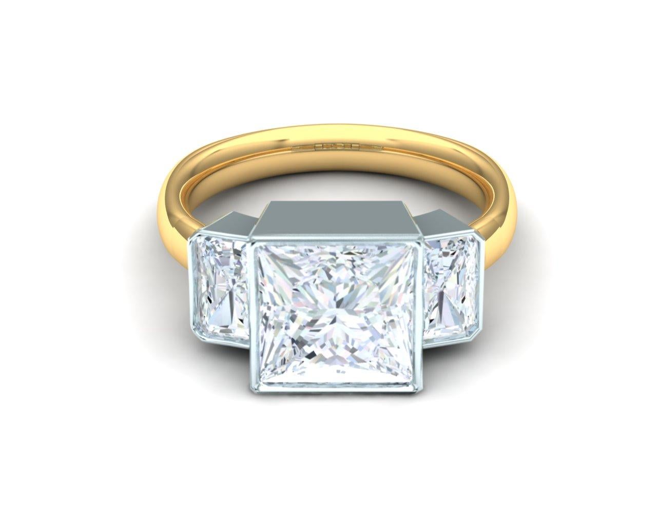 So modern, so clean.  This ring has the simplest of lines which makes this ring a true gem for anyone looking for a ring that says more about their style than just another large diamond ring.  This ring has a gorgeous GIA certified H-SI1 3 carat