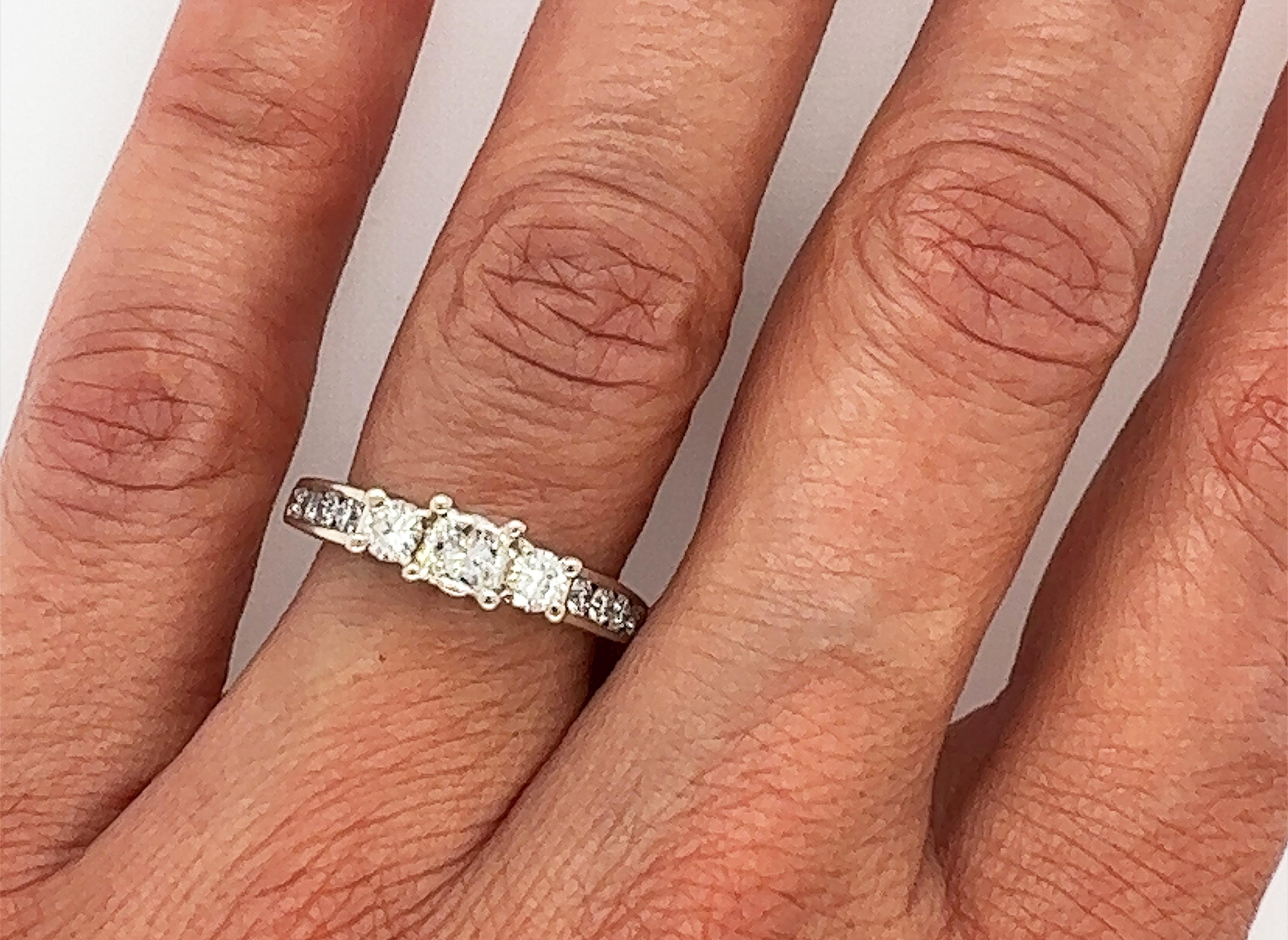 Princess Cut Diamond Engagement Ring .87ct EGL Wedding Ring Set 14K Brand New For Sale 2