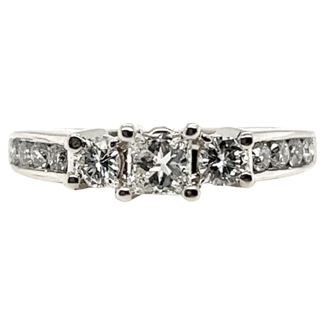 Princess Cut Diamond Engagement Ring .87ct EGL Wedding Ring Set 14K Brand New For Sale