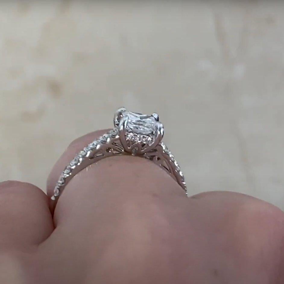 Donna Anello di fidanzamento con diamante taglio principessa (circa 0,6 carati), oro bianco 18 carati in vendita