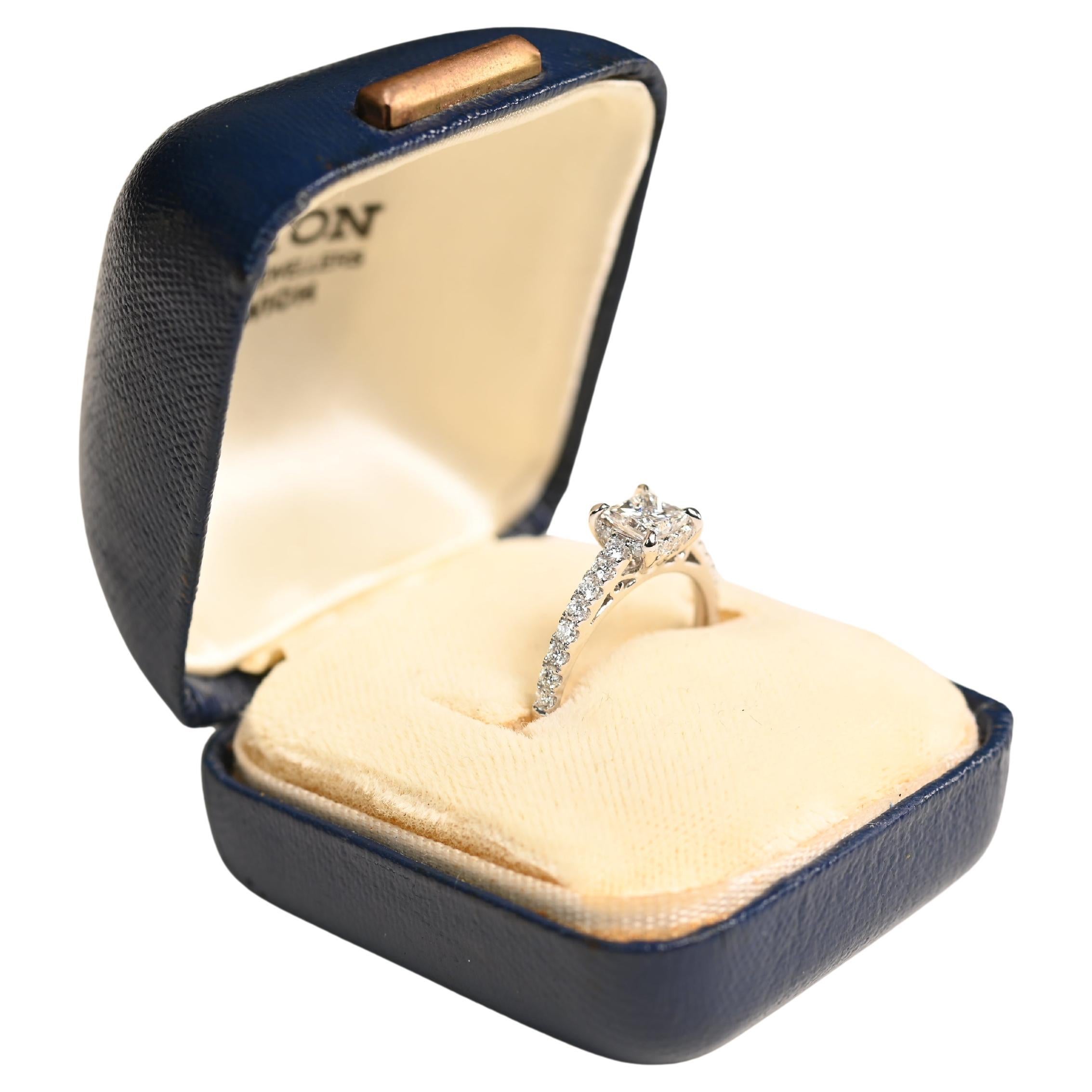 Princess Cut Diamond Engagement Ring (Approx. 0.6-Carats), 18k White Gold