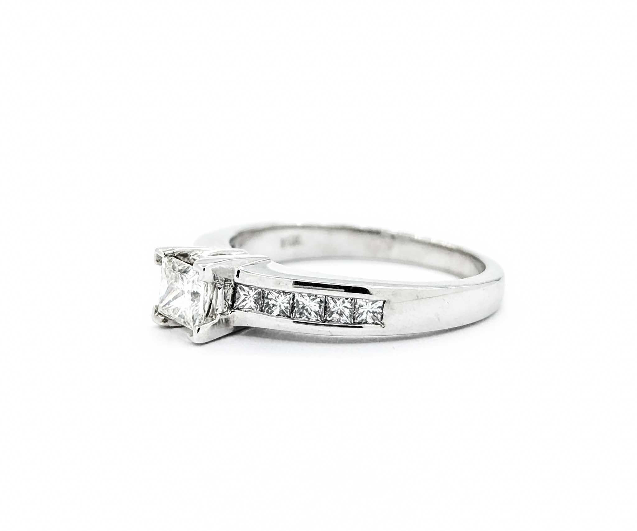 Princess Cut Diamond Engagement Ring in White Gold For Sale 6