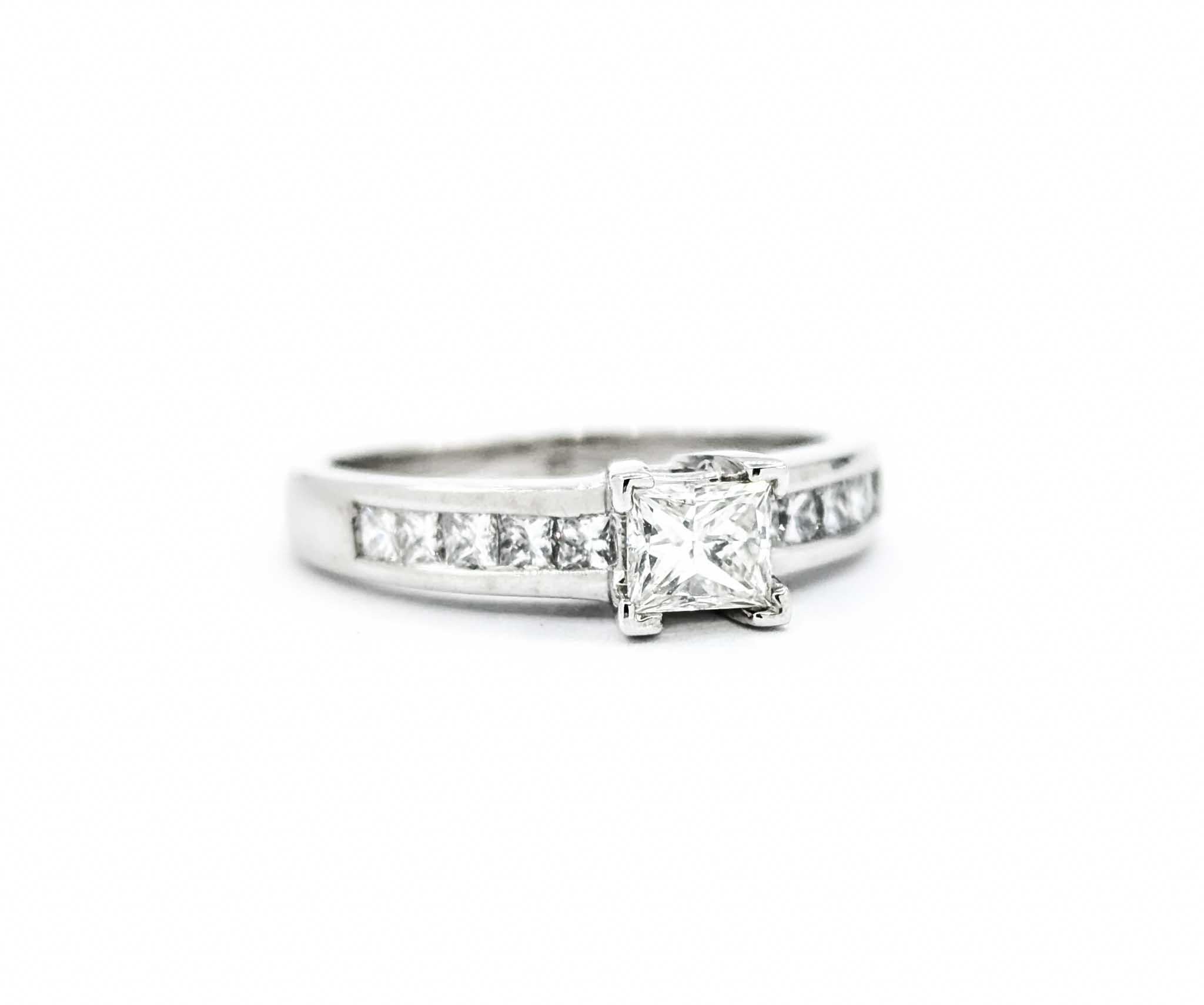 Princess Cut Diamond Engagement Ring in White Gold For Sale 3