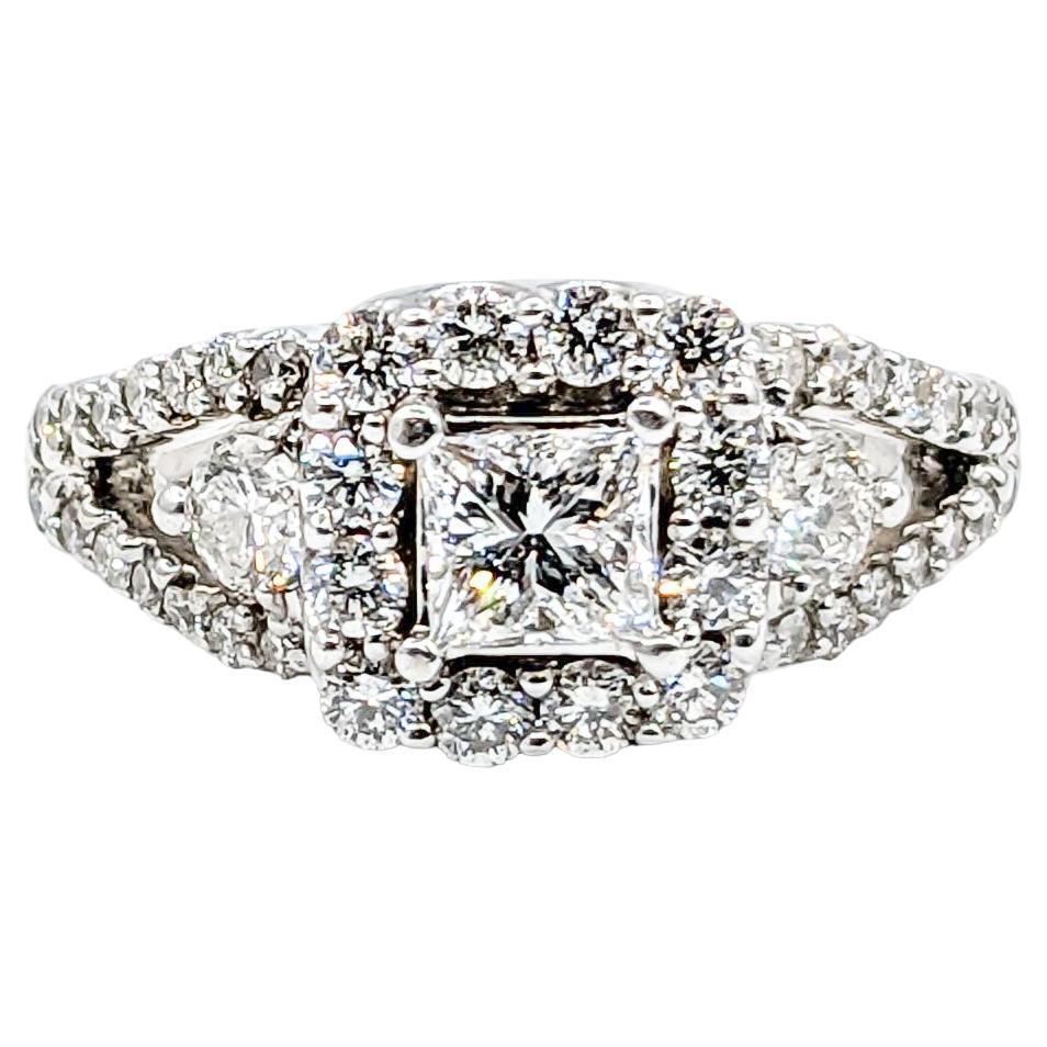 Princess Cut Diamond Engagement Ring in White Gold For Sale