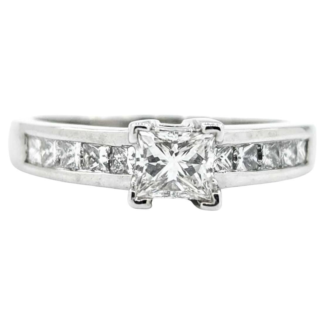 Princess Cut Diamond Engagement Ring in White Gold For Sale