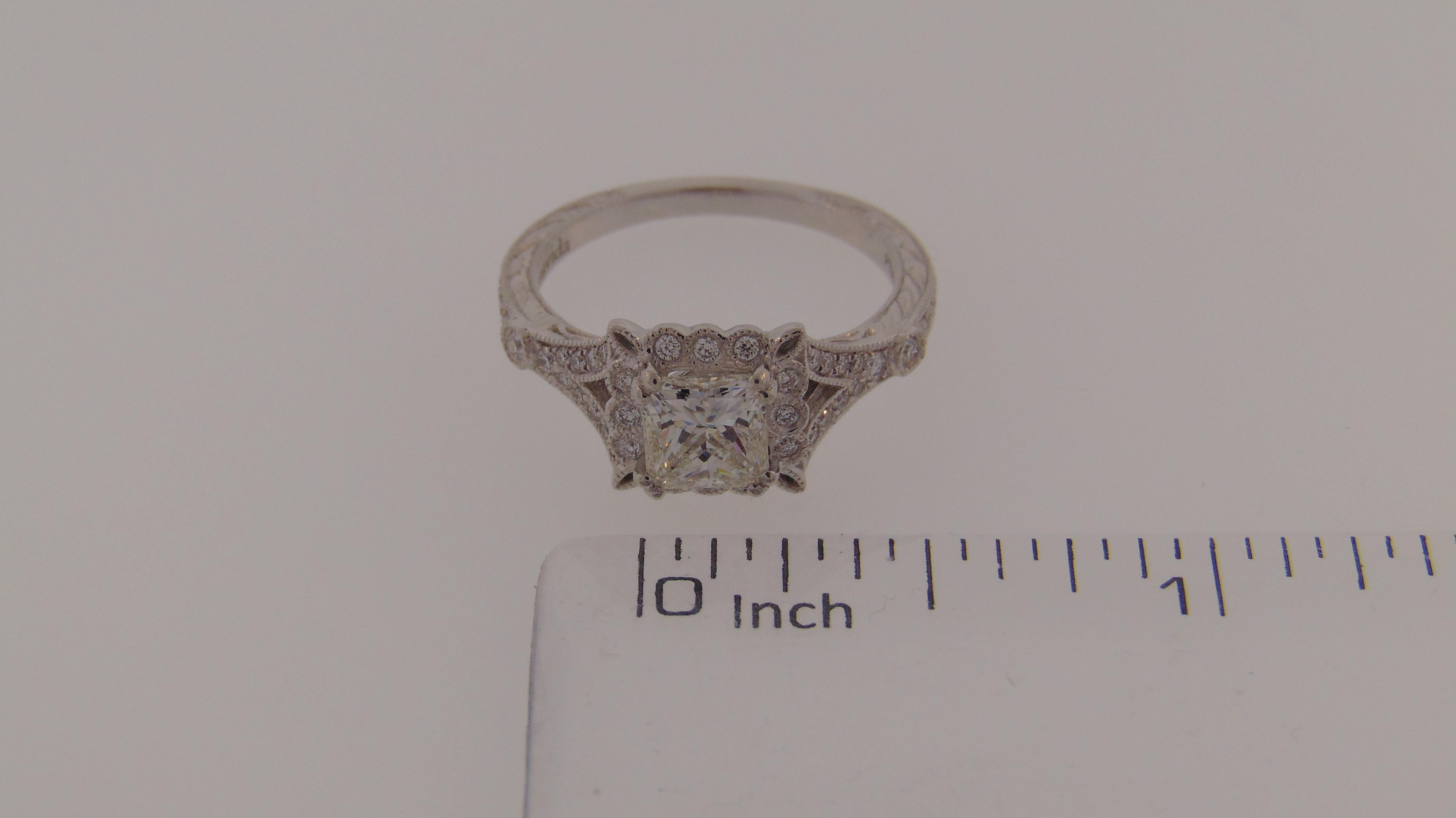 Women's Princess Cut Diamond Engagement Ring Platinum For Sale