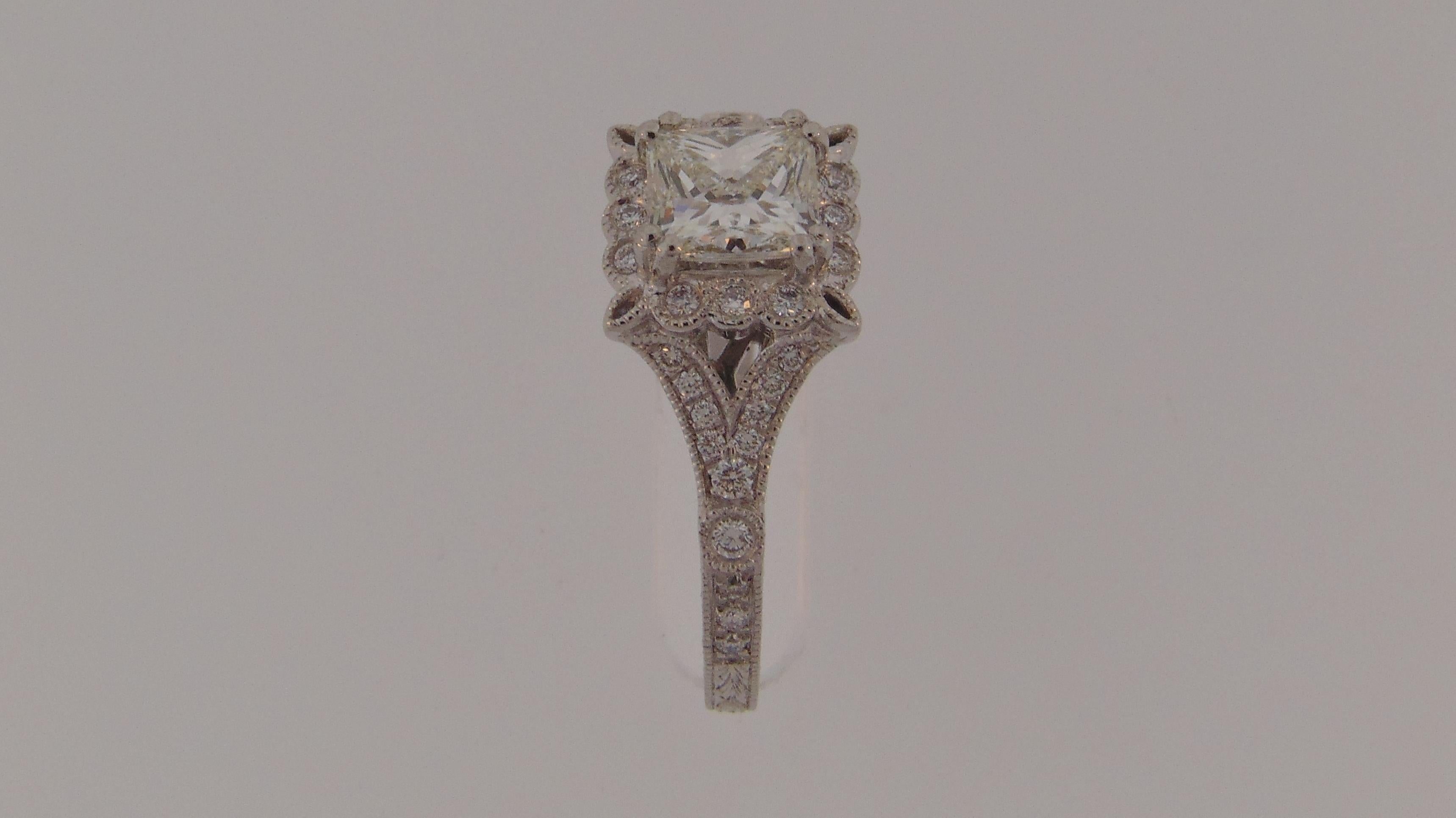 Princess Cut Diamond Engagement Ring Platinum For Sale 2