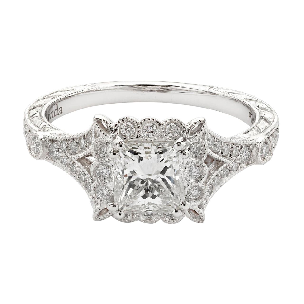 Princess Cut Diamond Engagement Ring Platinum For Sale