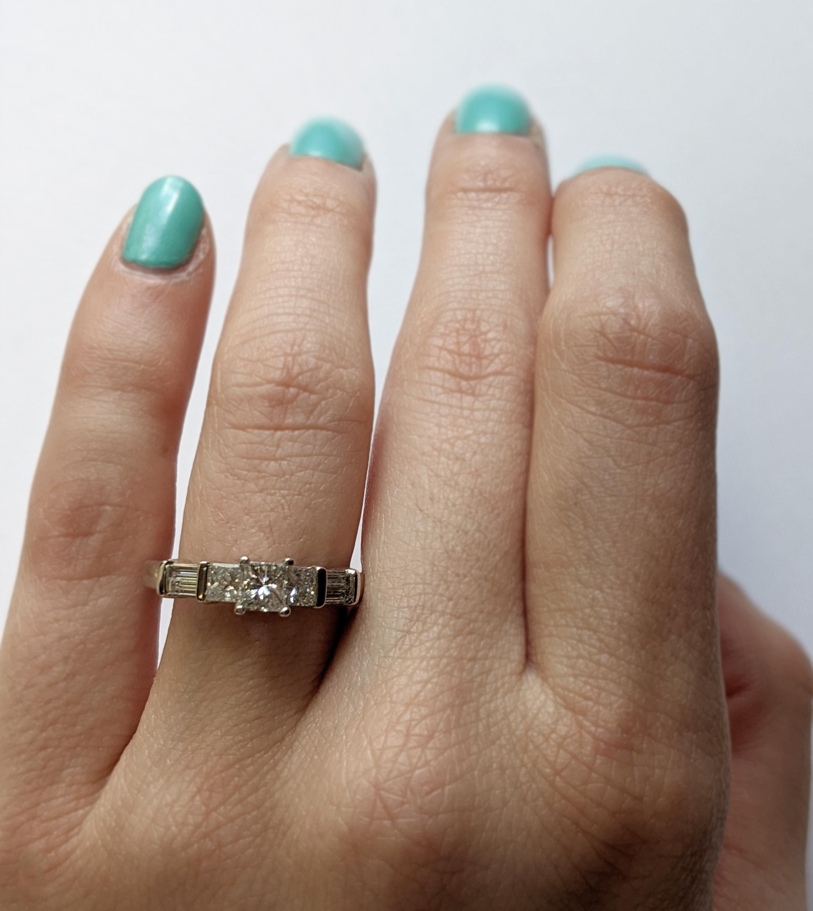 princess cut and baguette diamond ring