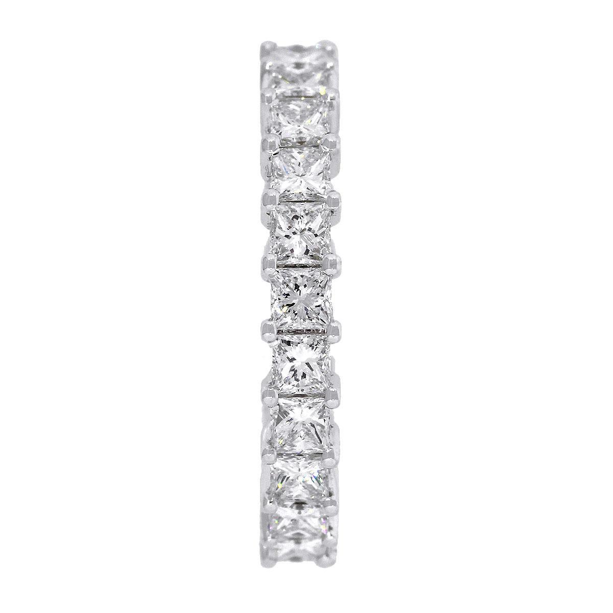Material: 14k White gold
Diamond Details: Approximately 2.05ctw of Princess Cut diamonds. Diamonds are G/H in color and VS in clarity.
Size: 6.5
Total Weight: 2.1g (1.3dwt)
Measurements: 0.80″ x 0.20″ x 0.80″
SKU: A30311878