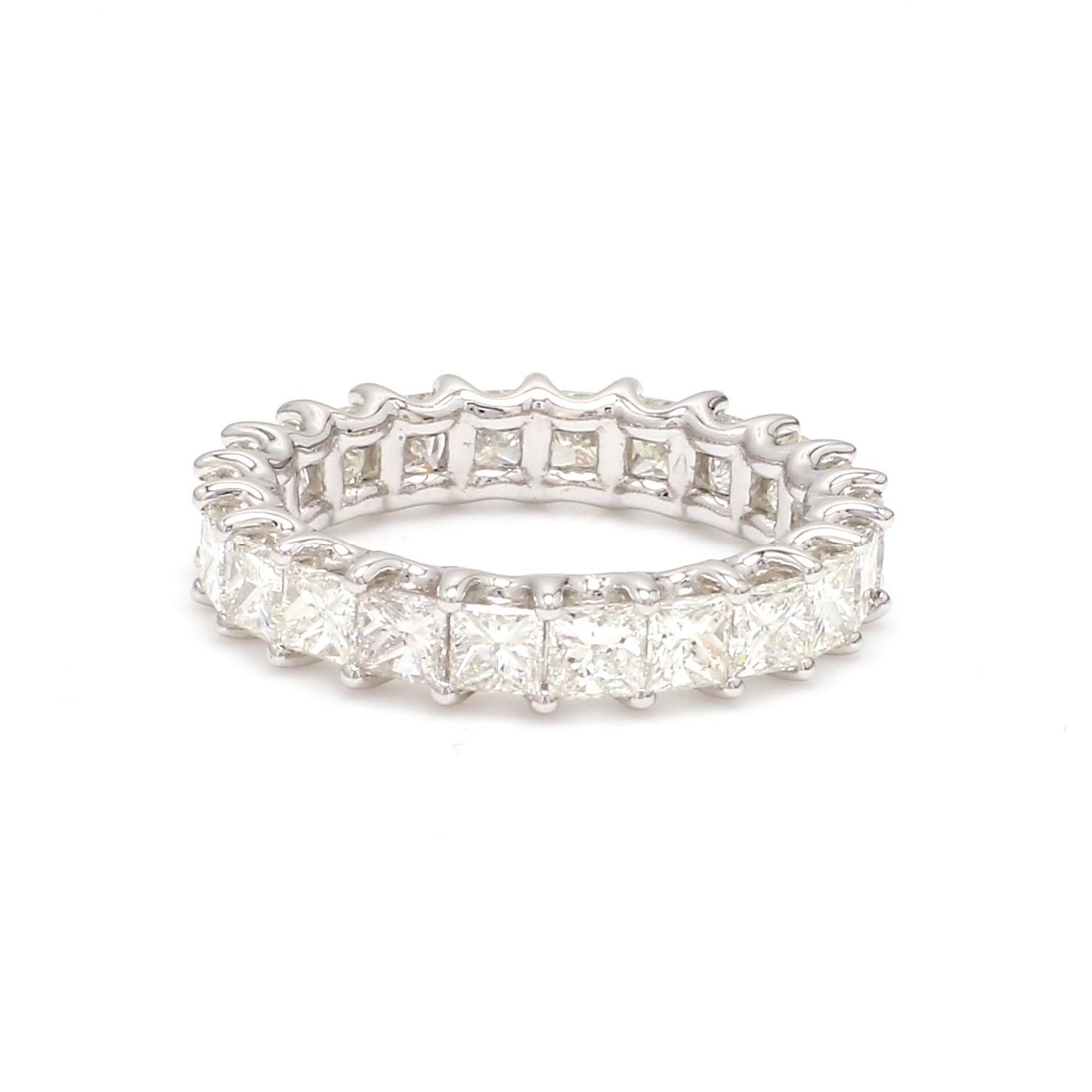 For Sale:  Princess Cut Diamond Eternity Engagement Band Ring in 18k Solid White Gold 4