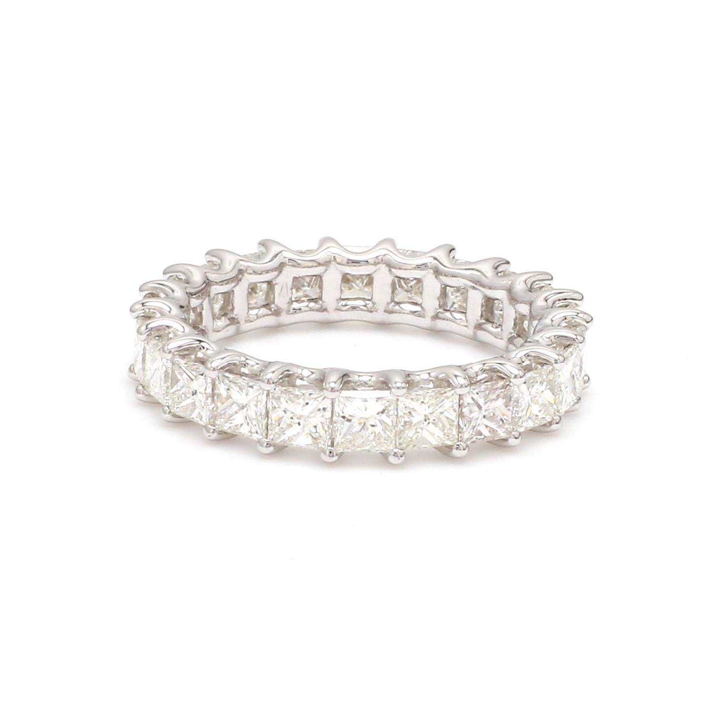 For Sale:  Princess Cut Diamond Eternity Engagement Band Ring in 18k Solid White Gold 8
