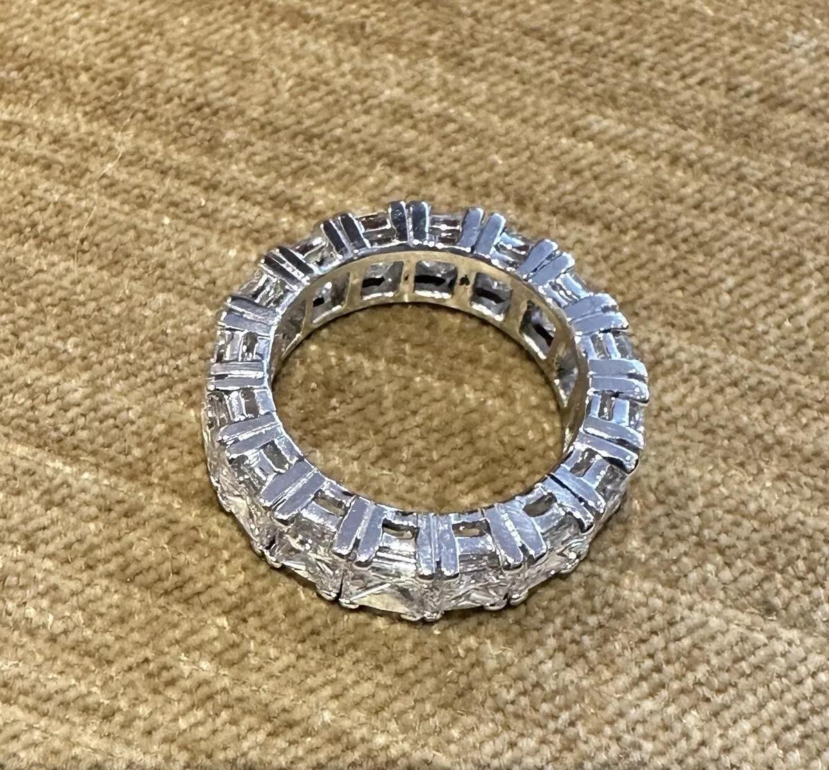 Women's Princess Cut Diamond Eternity Ring 8.00 carat total weight Size 6 in Platinum