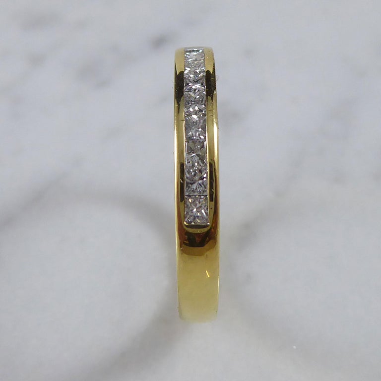 Princess Cut Diamond Eternity Ring in Yellow Gold Band For Sale at 1stDibs