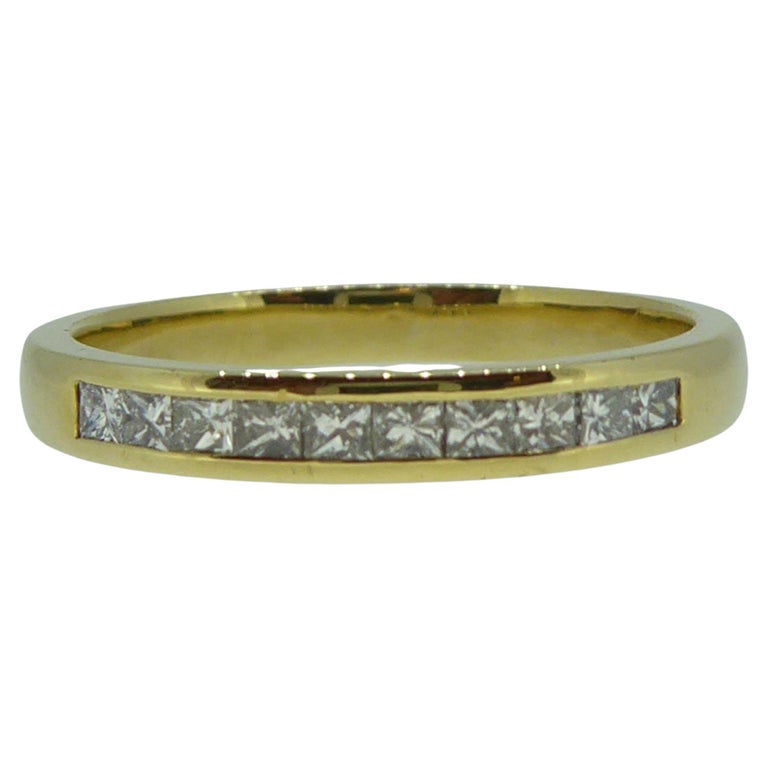 Princess Cut Diamond Eternity Ring in Yellow Gold Band For Sale at 1stDibs