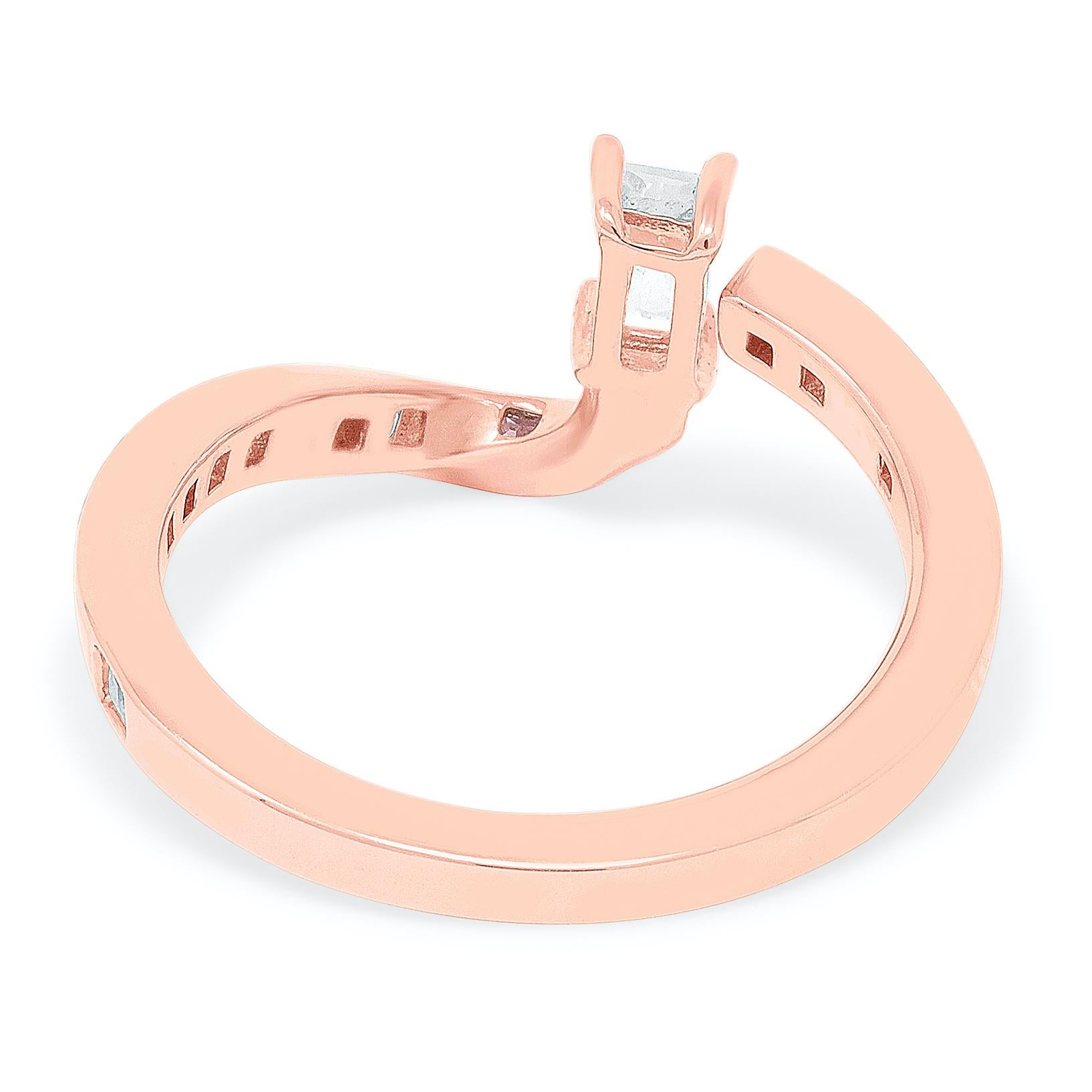 For Sale:  Princess Cut Diamond Garnet Pink Sapphire Enamel 18k Rose Gold Alexi Ring 4