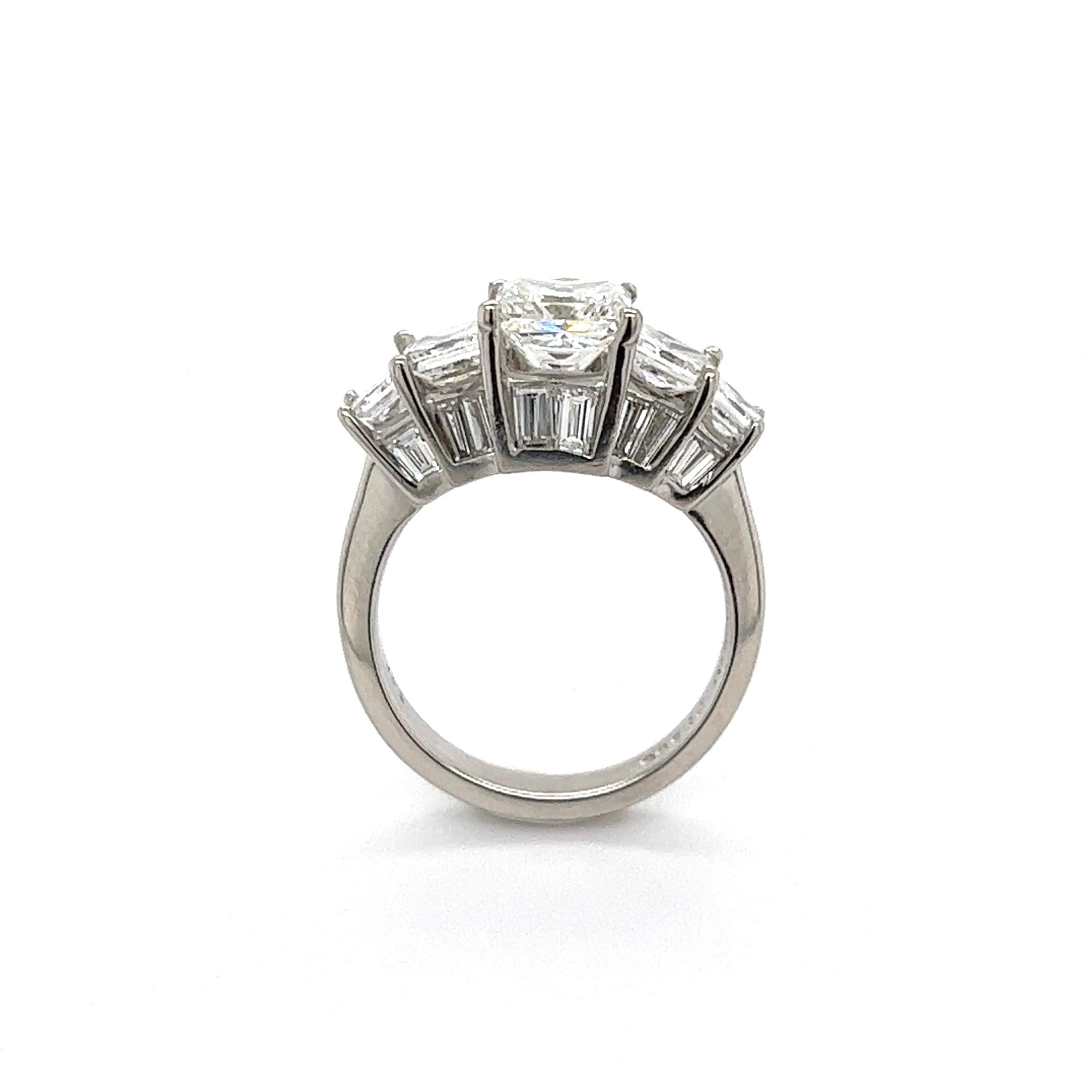 Nachlass-Schmuck, Prinzessinnenschliff Diamant GIA 5-Stein Quad Platin Ring (Carréschliff) im Angebot