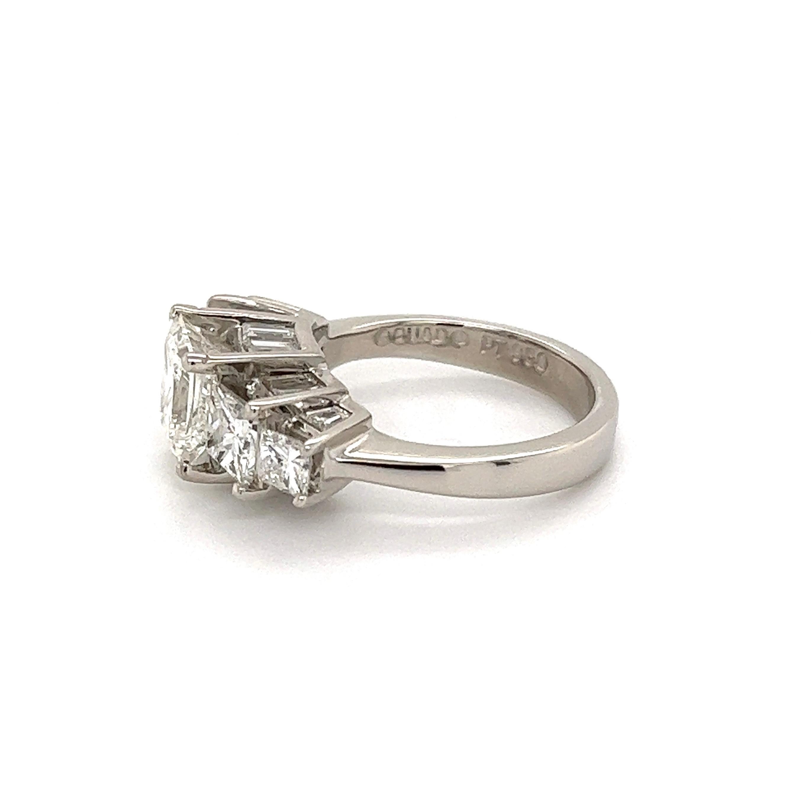 Nachlass-Schmuck, Prinzessinnenschliff Diamant GIA 5-Stein Quad Platin Ring im Angebot 2