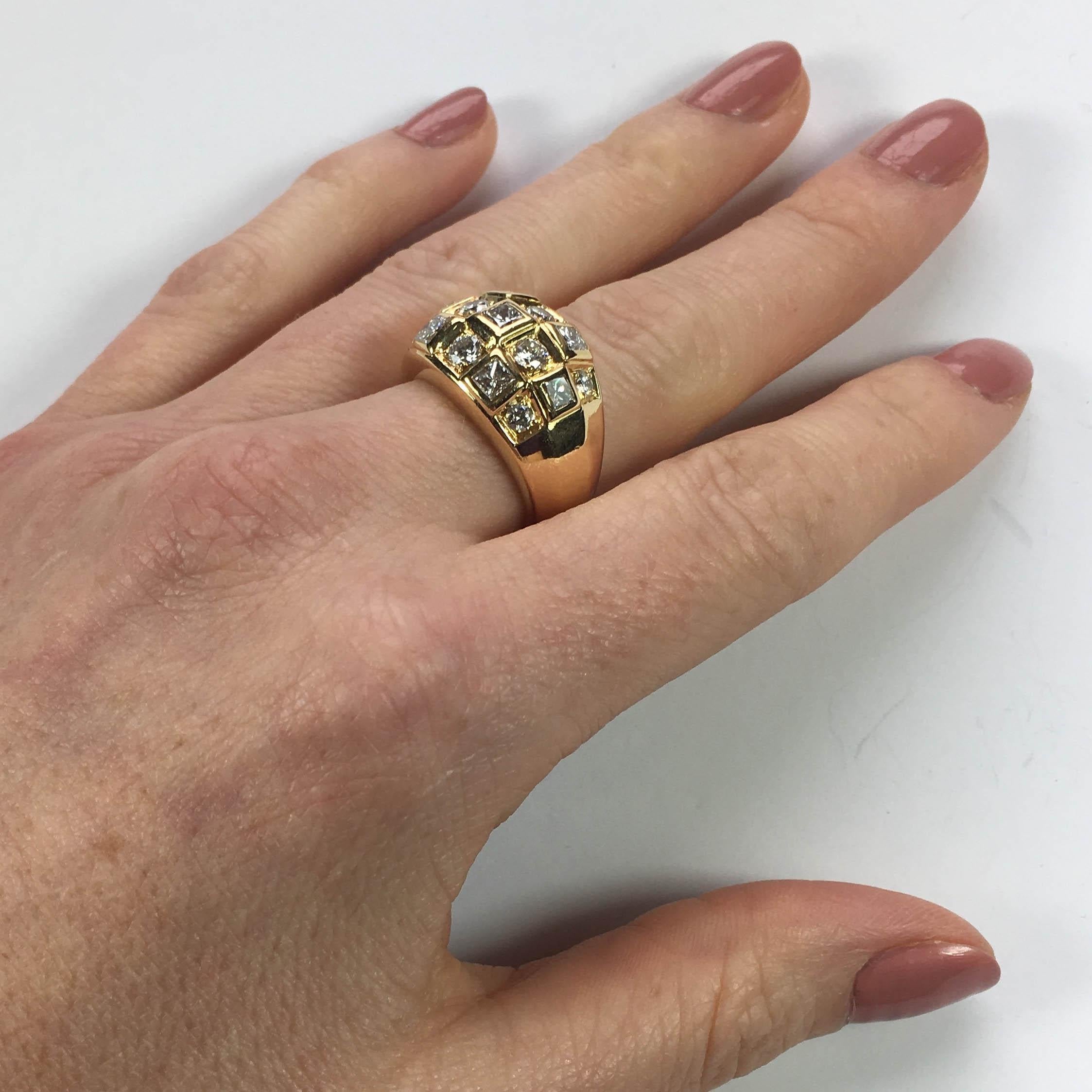 Princess Cut Diamond Gold Bombe Ring For Sale 4