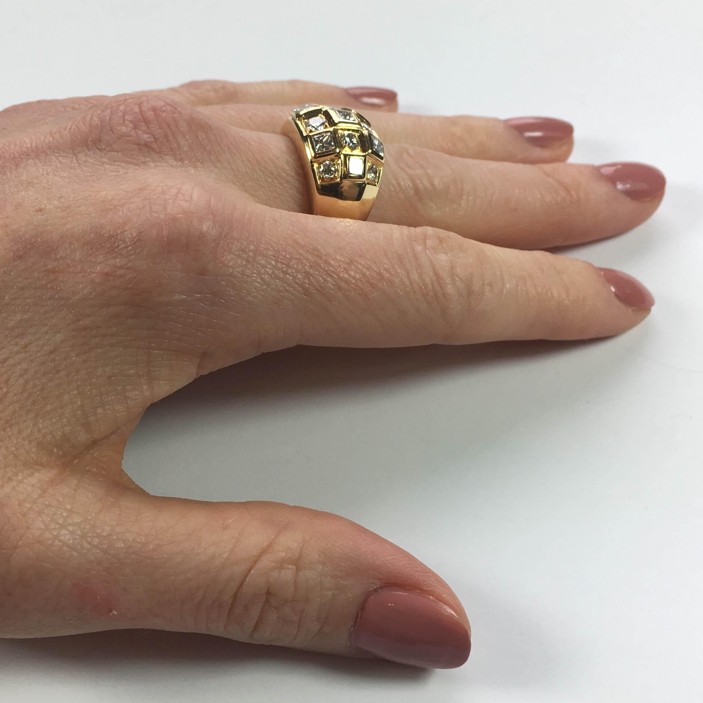 Princess Cut Diamond Gold Bombe Ring For Sale 5