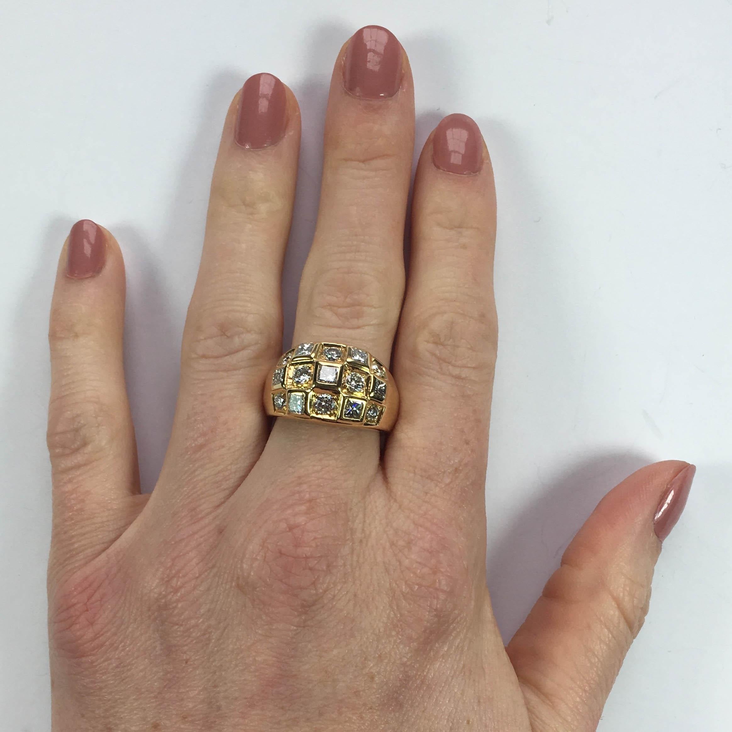 Princess Cut Diamond Gold Bombe Ring For Sale 2