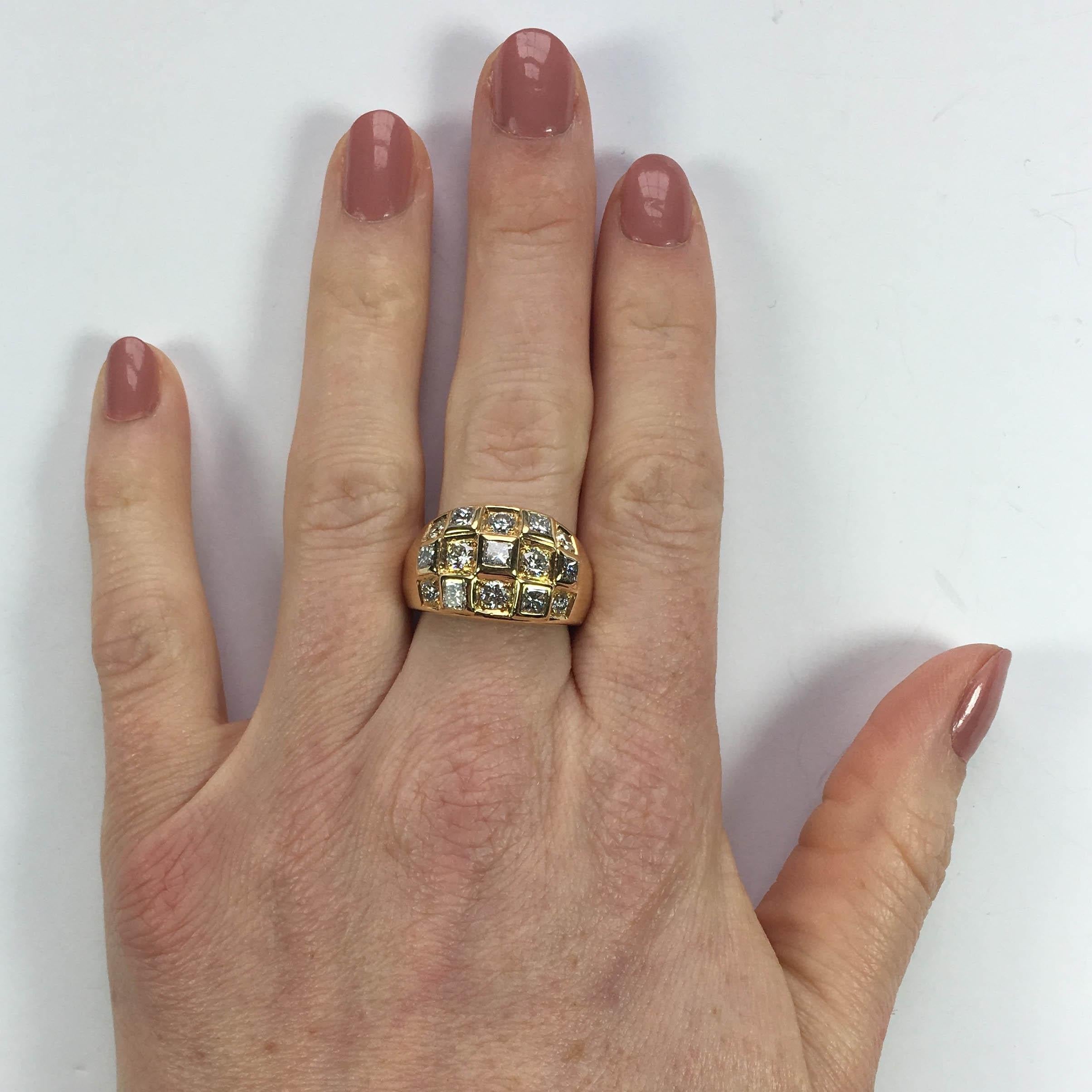 Princess Cut Diamond Gold Bombe Ring For Sale 3