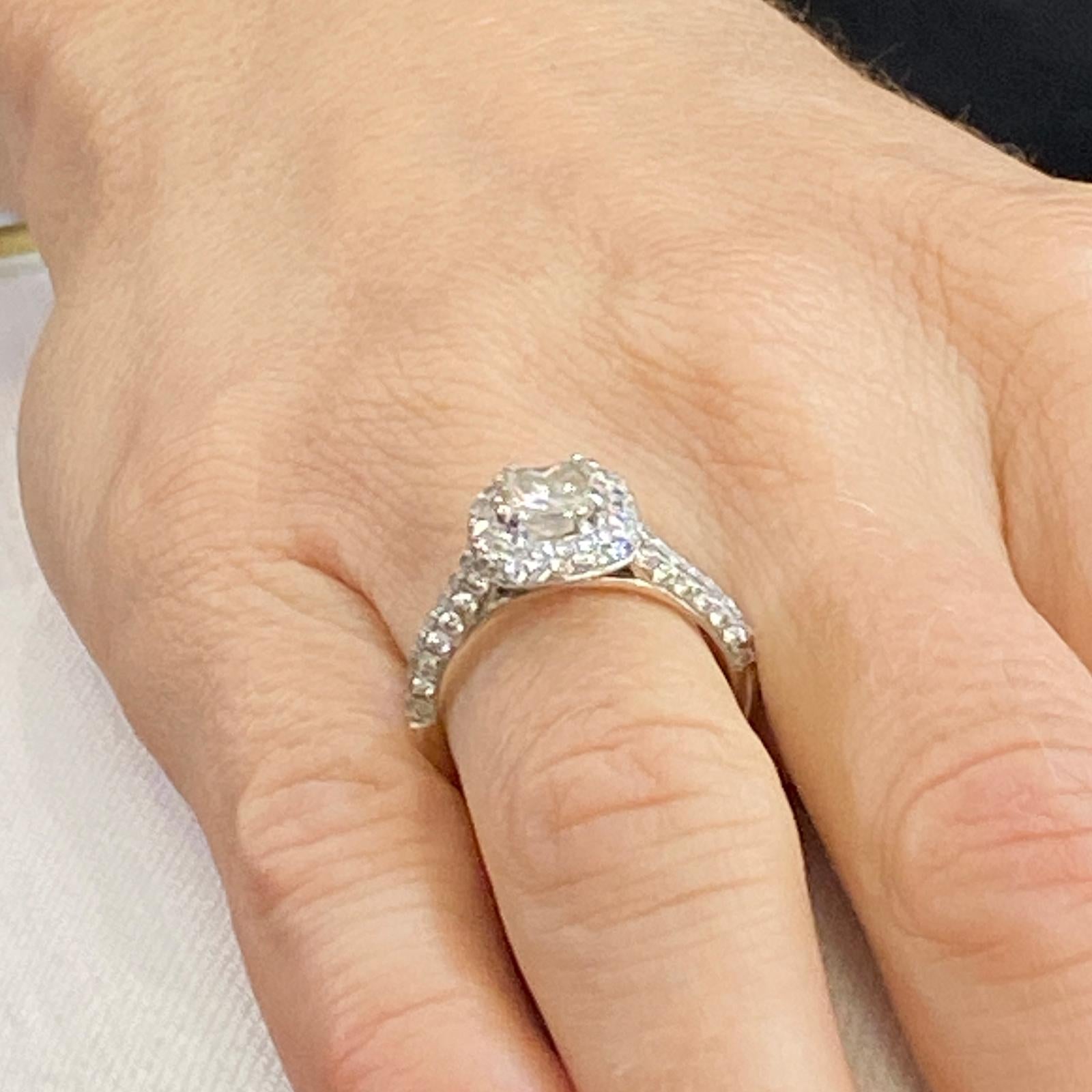 Modern Princess Cut Diamond Halo 18 Karat White Gold Engagement Ring