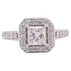 Prinzessinnenschliff Diamant-Halo-Verlobungsring 1,45 Tcw 14kt Weißgold