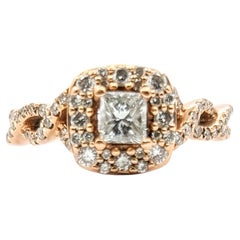 Princess-Cut Diamond Halo Engagement Ring in 14k Rose Gold