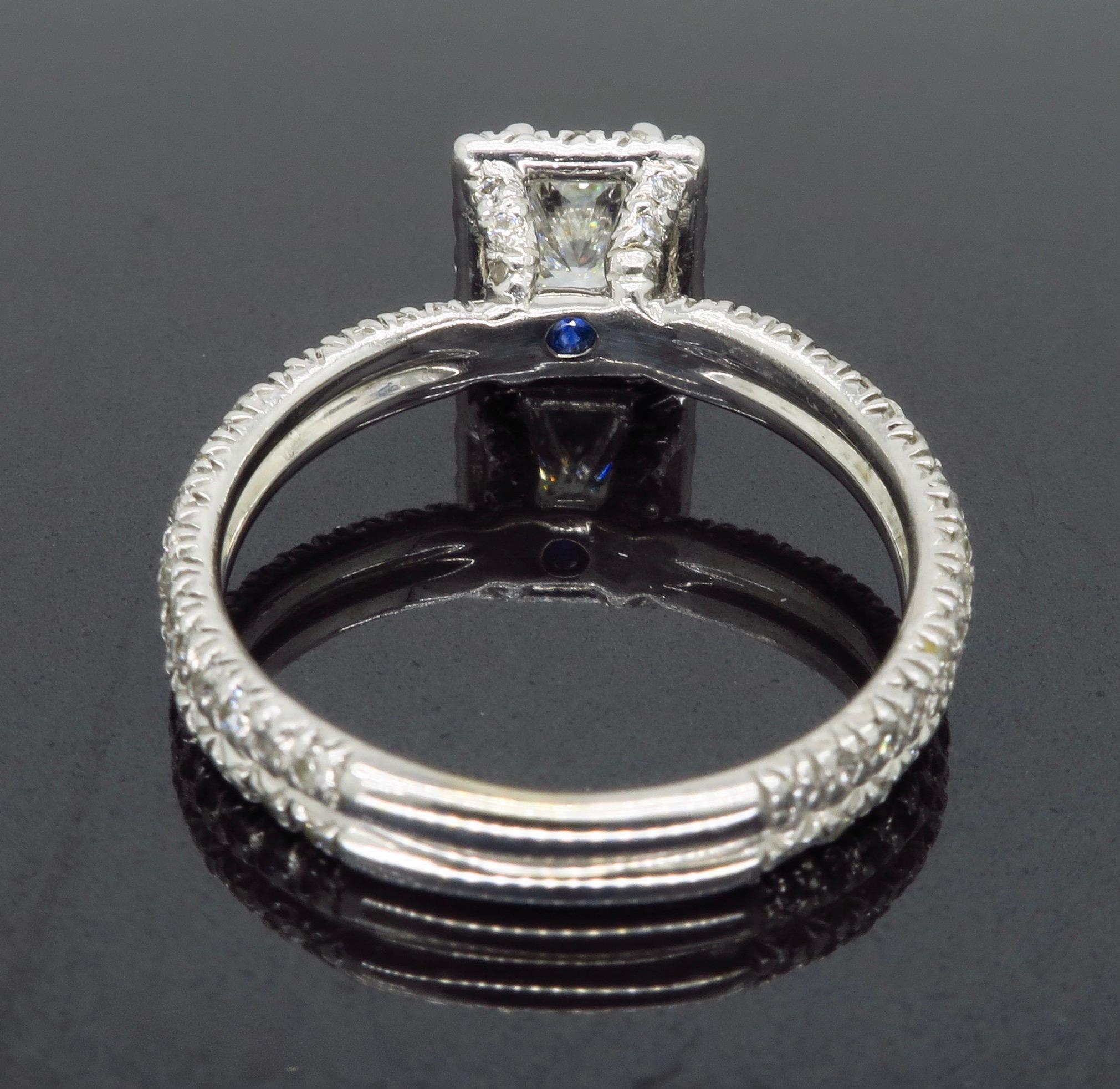 Princess Cut Diamond Halo Engagement Ring in 18 Karat White Gold In Excellent Condition In Webster, NY